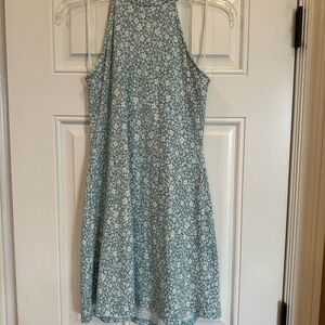 Floral Halter Neck Dress - Green girls XL